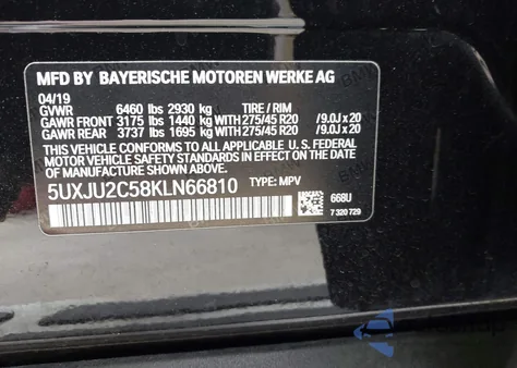 2019 BMW X5 xDrive50I from USA, damaged, VIN 5UXJU2C58KLN66810